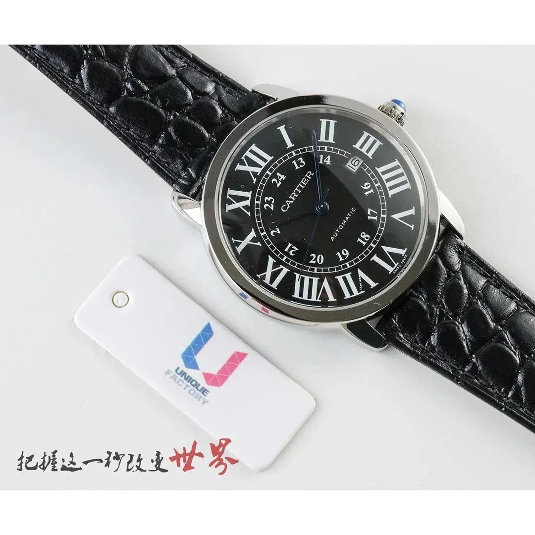 Cartier Cartier Ronde Black Dial/Black Strap Watch Black