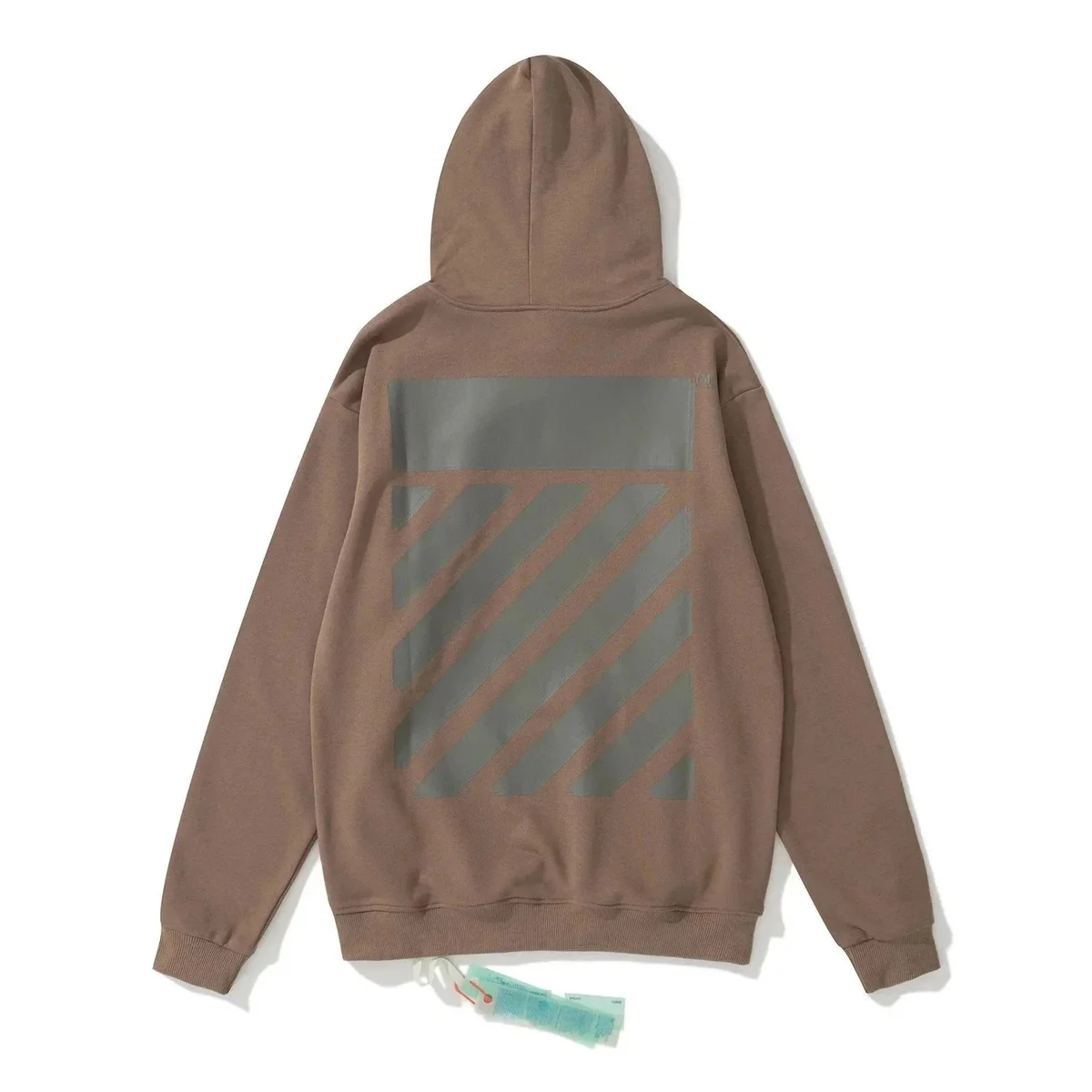 Off-White Off-White OFF-11 Brown Hoodie with Diagonal Stripes Brown - 1