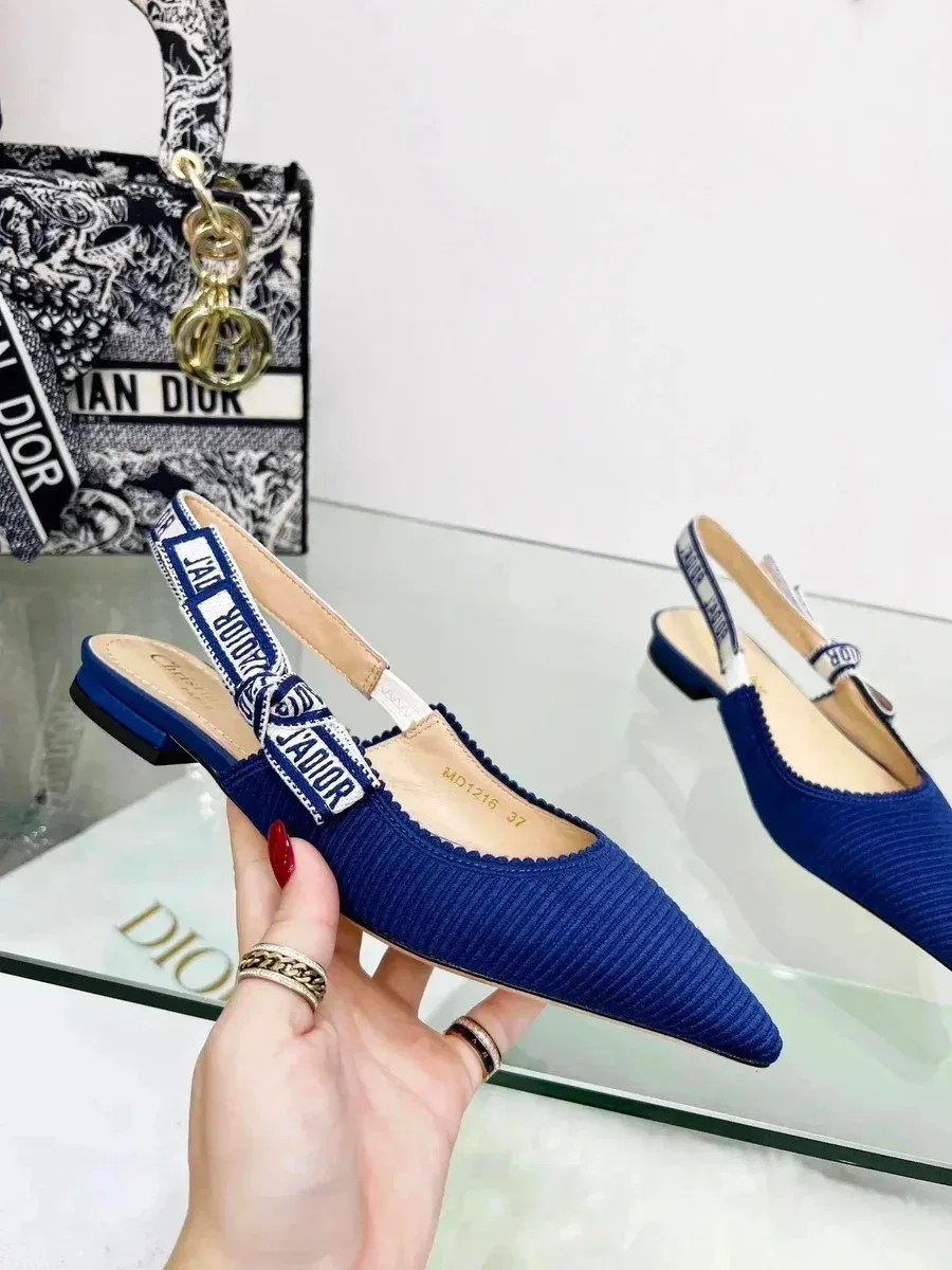 Dior Dior Lady Dior Blue Ribbon Slingback Pumps Blue - 1