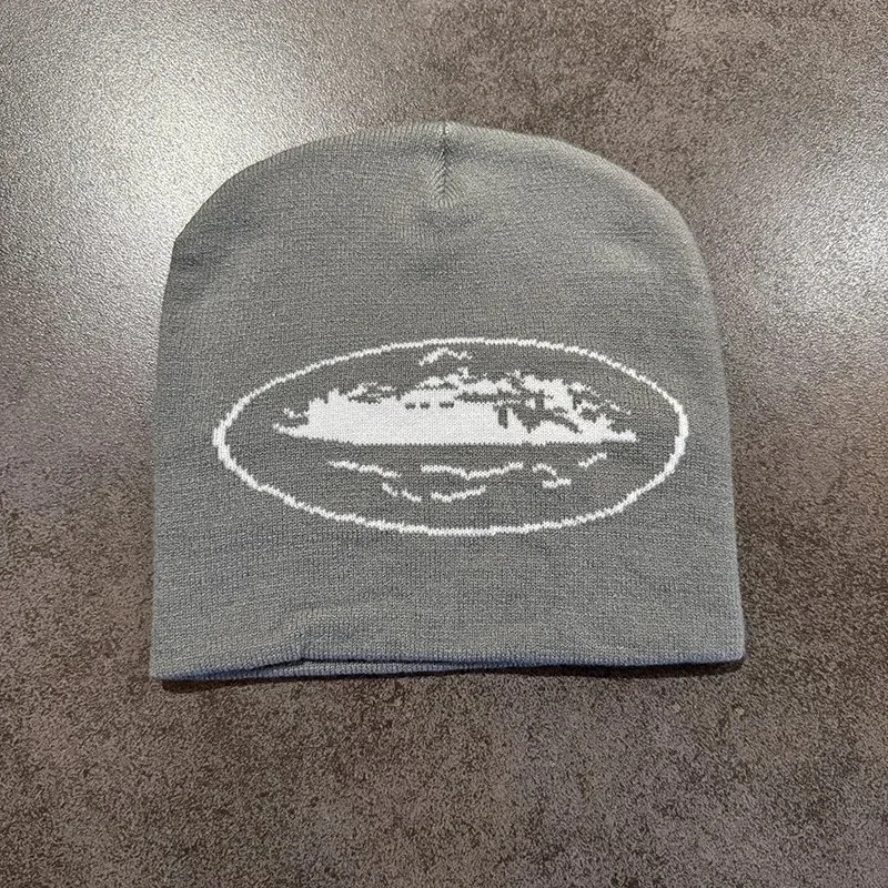 Other Beanie Grey with White Oval Logo Headwear Grey - 1