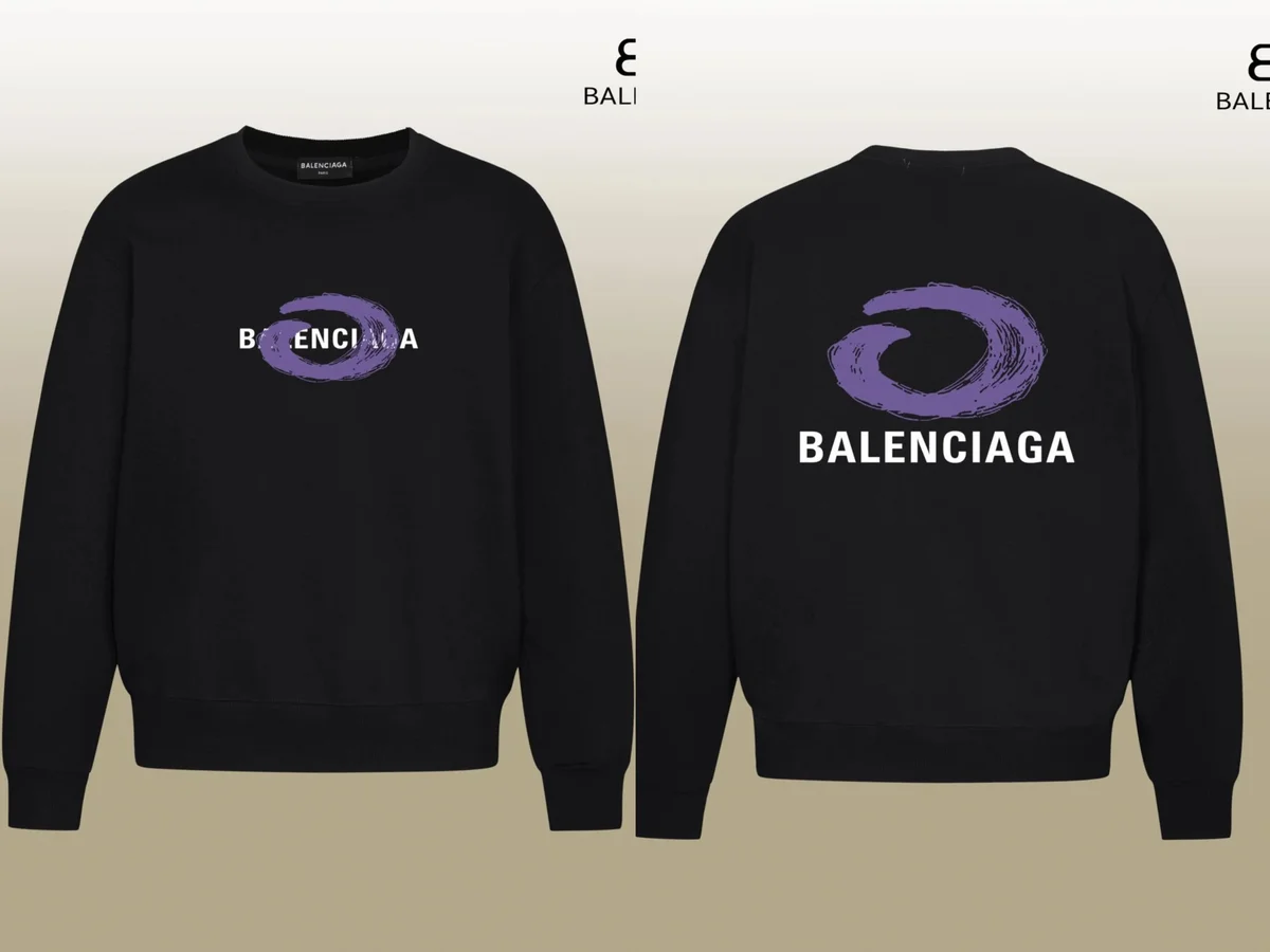 Balenciaga Balenciaga Purple Logo Black Sweatshirt Black - 1