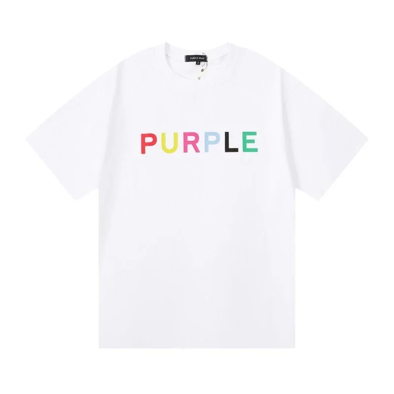 Purple Brand Purple Brand P001 Color Block 'PURPLE' T-Shirt White White - 1