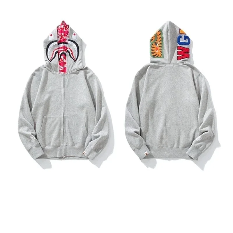 A Bathing Ape A Bathing Ape Shark and Tiger Grey Zip-Up Hoodie Grey - 1
