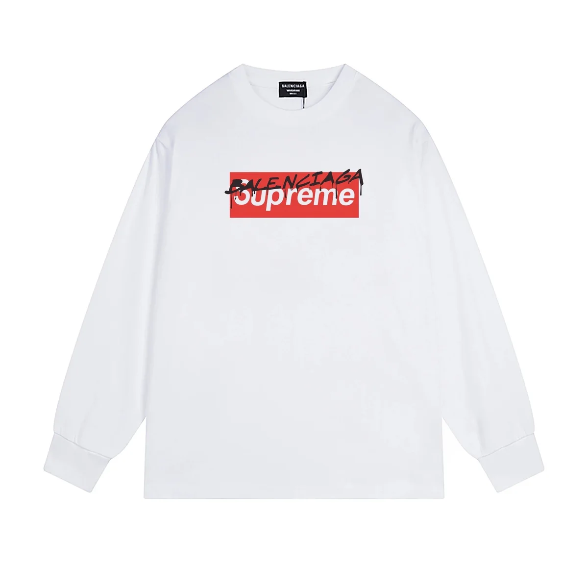 Balenciaga Balenciaga Supreme Box Logo White Long Sleeve T-Shirt White - 1