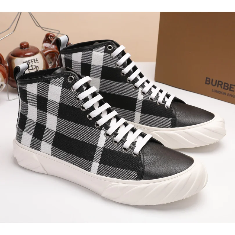 Burberry Burberry Black & White Checkered High Top Sneakers Black - 1