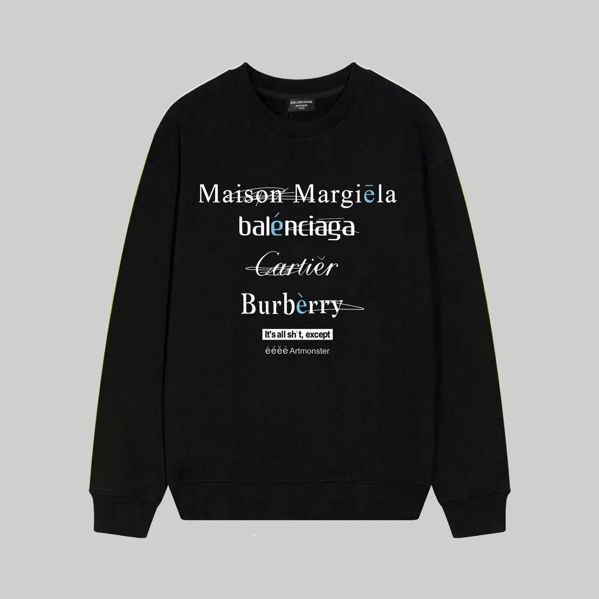 Balenciaga Balenciaga Black Printed Crewneck Sweatshirt Black - 1