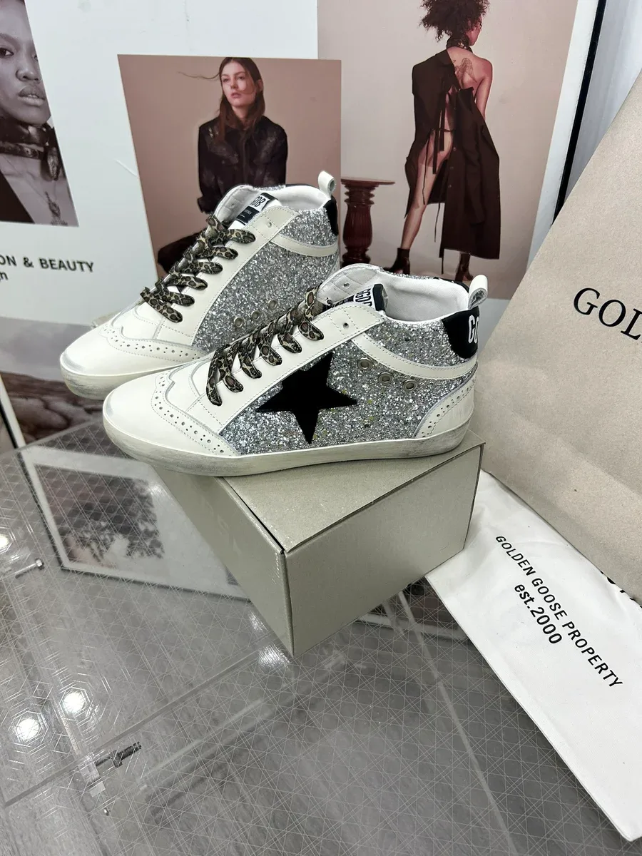 Golden Goose Golden Goose Super-Star Silver Glitter Leopard Lace Sneakers Silver - 1