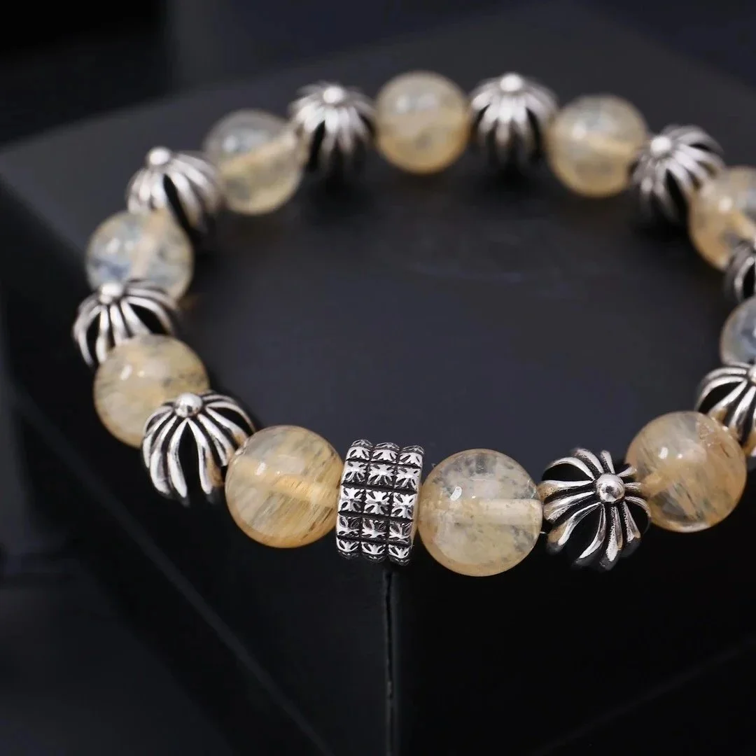 Chrome Hearts Chrome Hearts CH Cross Beaded Bracelet Yellow Silver Jewelry Gold - 1