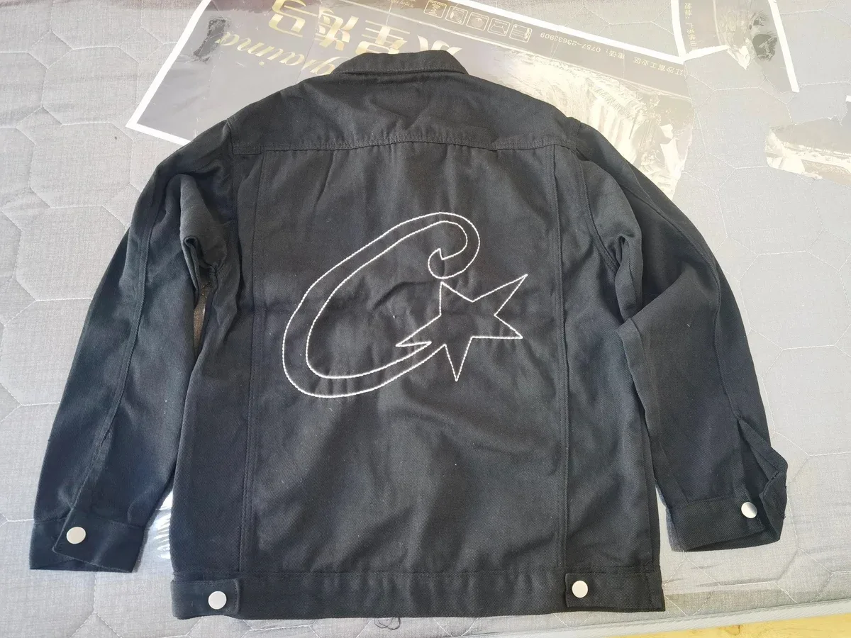 Other Black Denim Jacket with Embroidered Star Design Black - 1