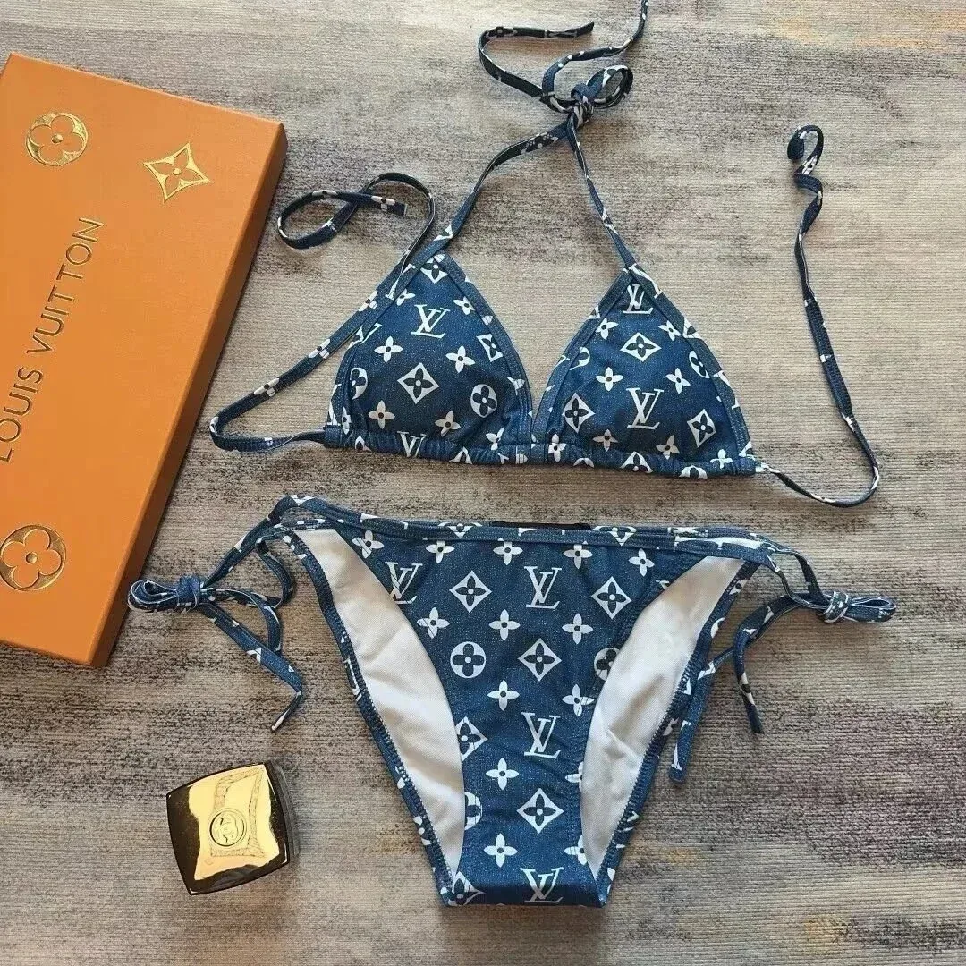 Louis Vuitton Louis Vuitton Monogram Denim Blue/White Bikini Set Blue