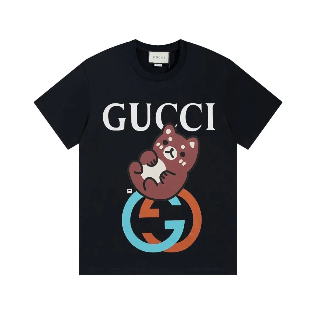 Gucci Gucci Bear Print T-Shirt Black Casual Black - 1