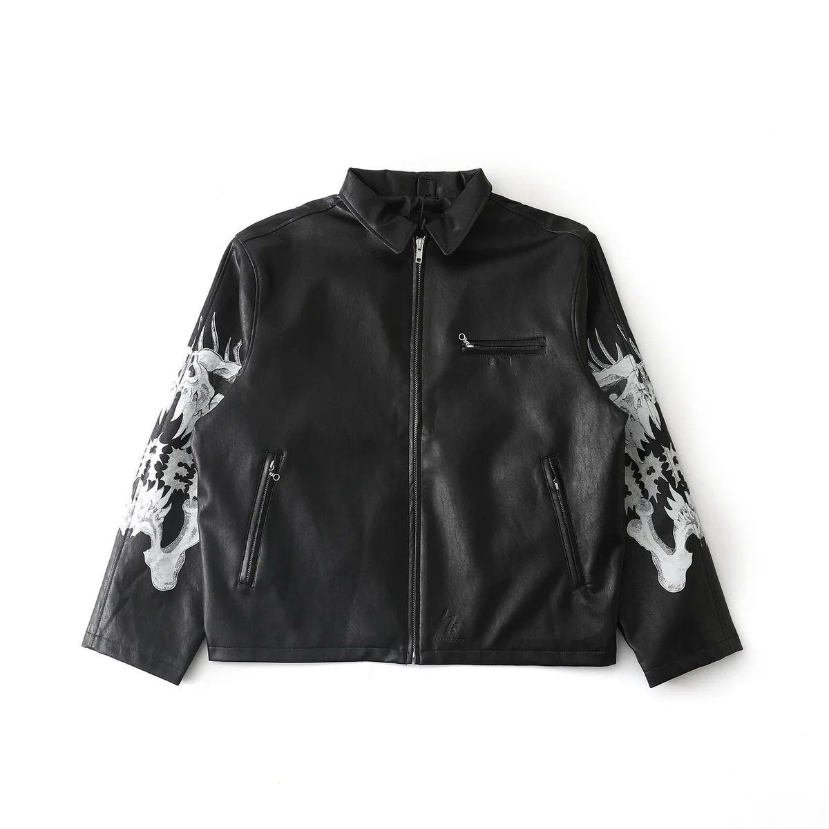 Yohji Yamamoto Yohji Yamamoto Black/White Dragon Print Leather Jacket Black