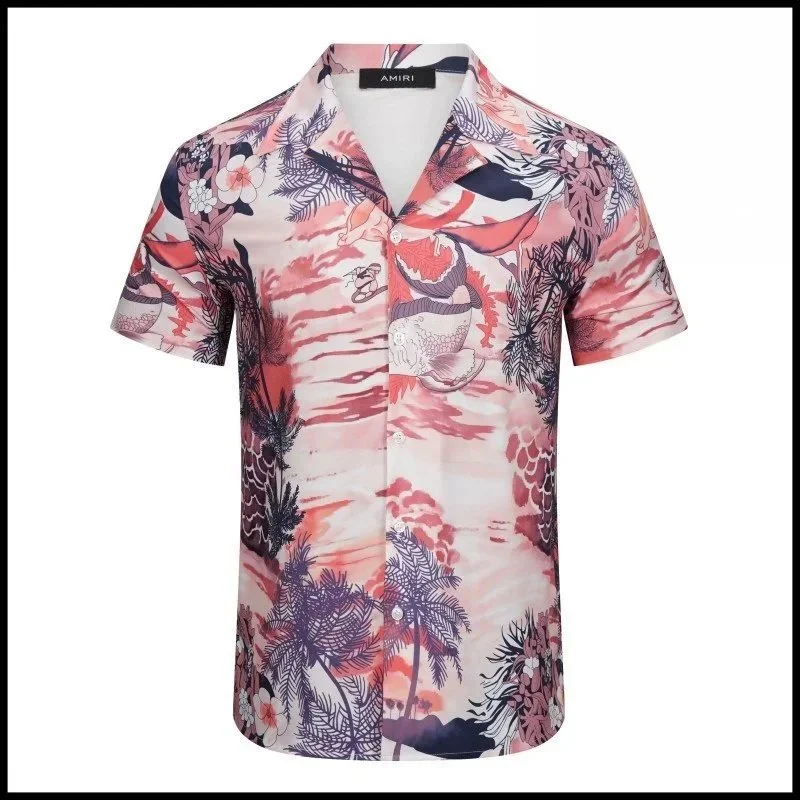 Amiri Amiri Floral Print Short Sleeve Shirt Pink Pink - 1