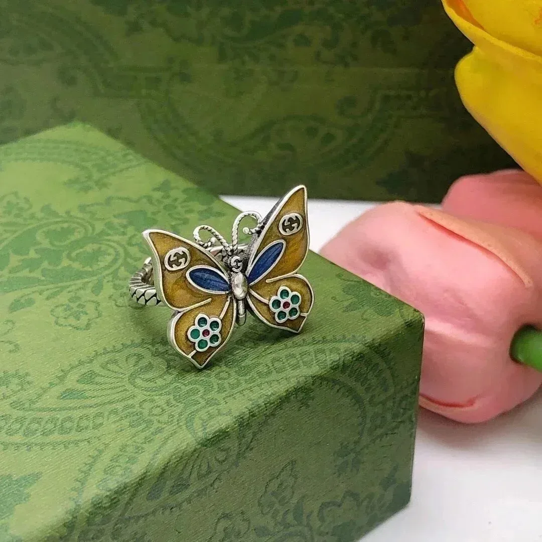 Gucci Gucci GG Marmont Butterfly Ring Yellow & Blue Jewelry Yellow - 1