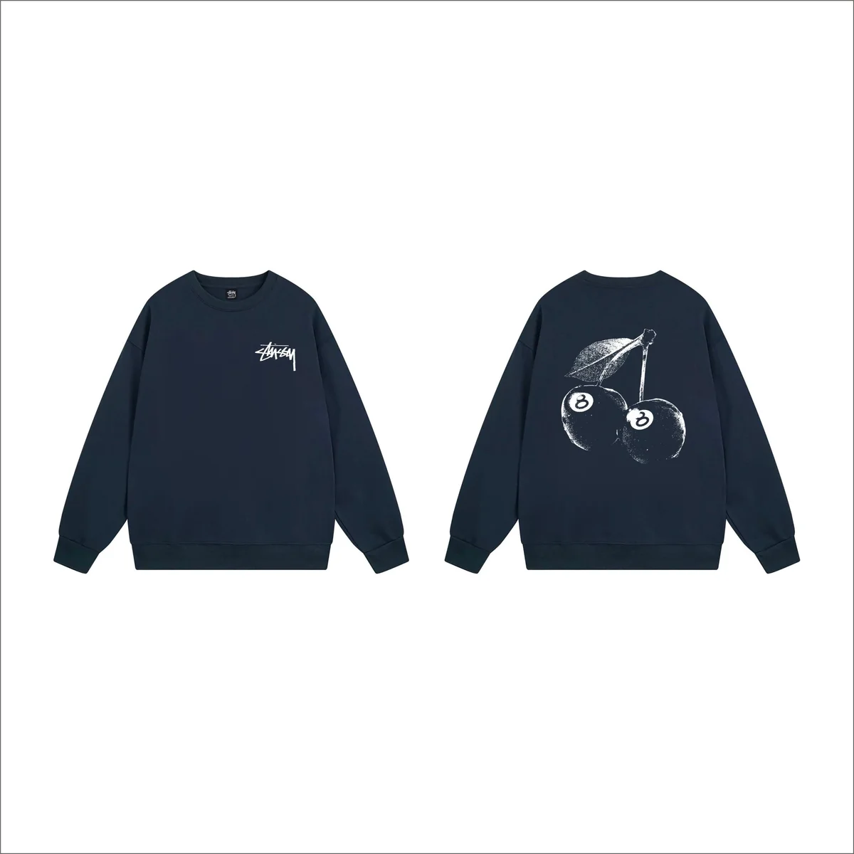 Stussy Stussy Cherry Print Crewneck Sweatshirt Navy Navy - 1