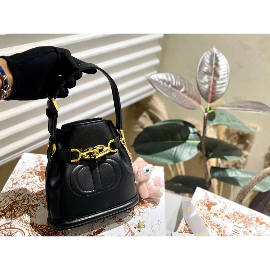 Dior Dior Lady Dior Black Leather Bucket Bag Black - 1