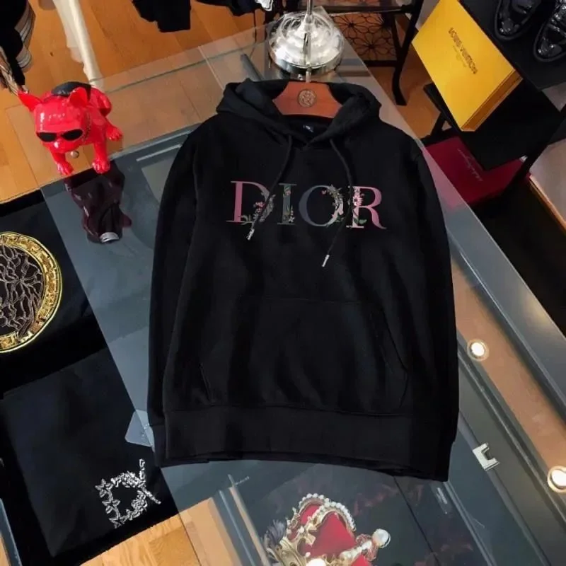 Dior Dior Black Floral Logo Hoodie Black - 1