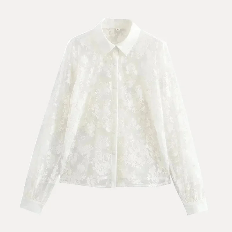 Other White Floral Embroidered Blouse Shirt White - 1