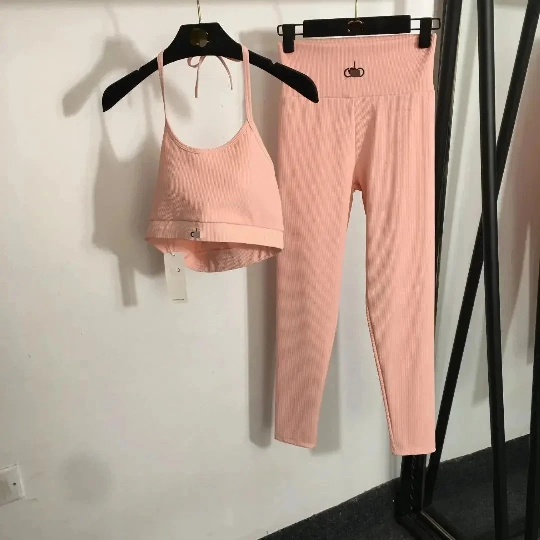 Other Peach Ribbed Set Leggings & Crop Top Pink - 1