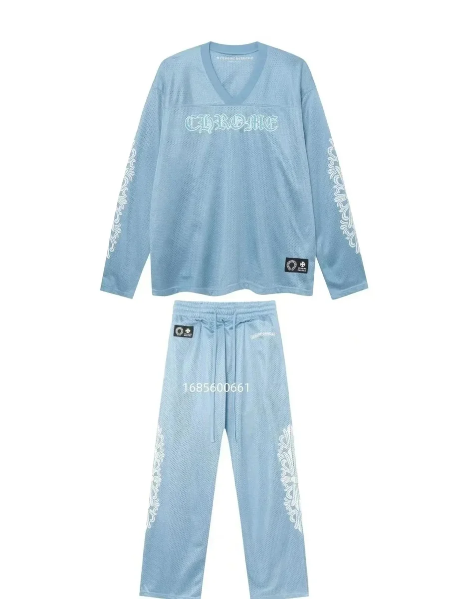 Chrome Hearts Chrome Hearts Floral Cross Baby Blue Co-ord Set Blue