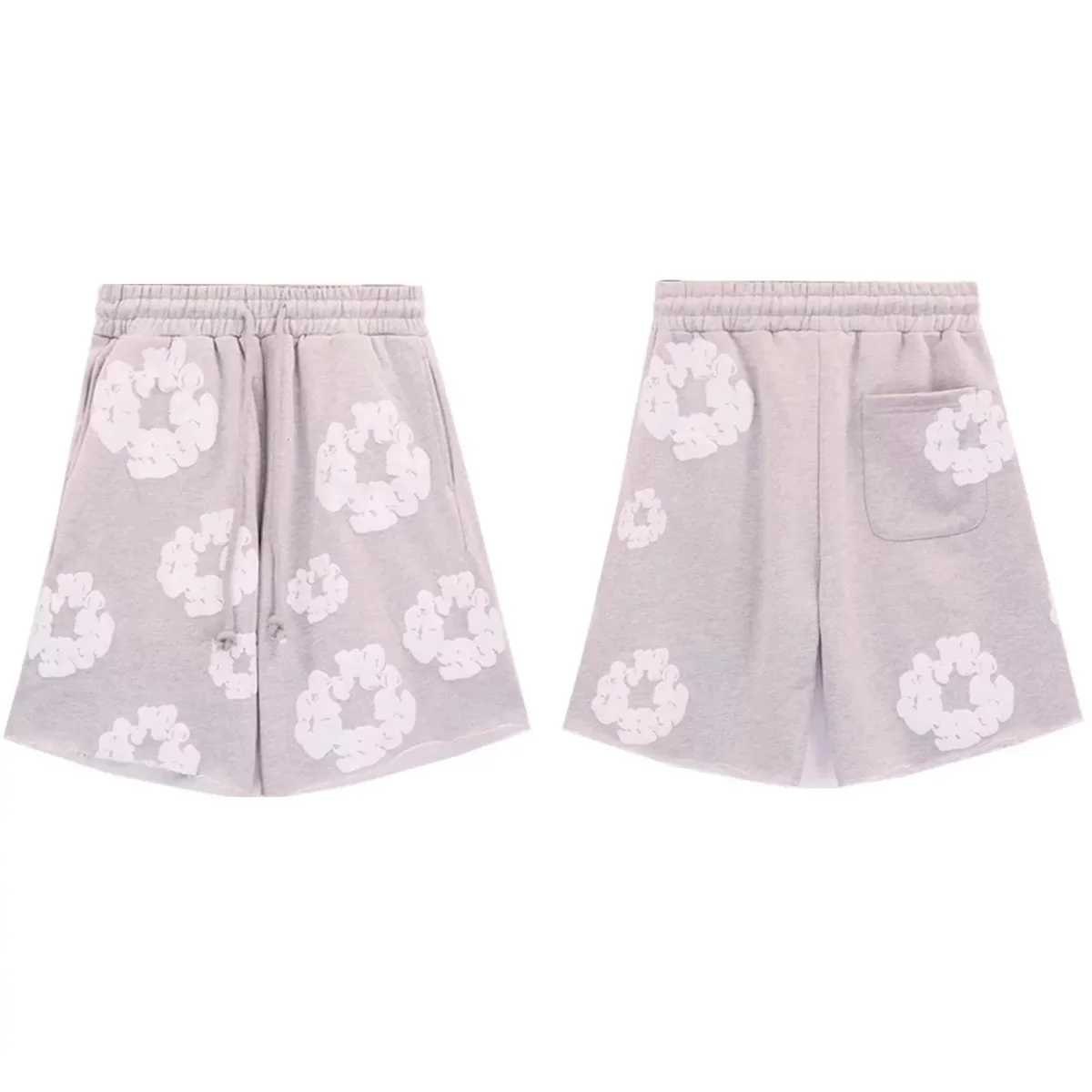 Other Gray Cloud Print Cotton Shorts Grey - 1