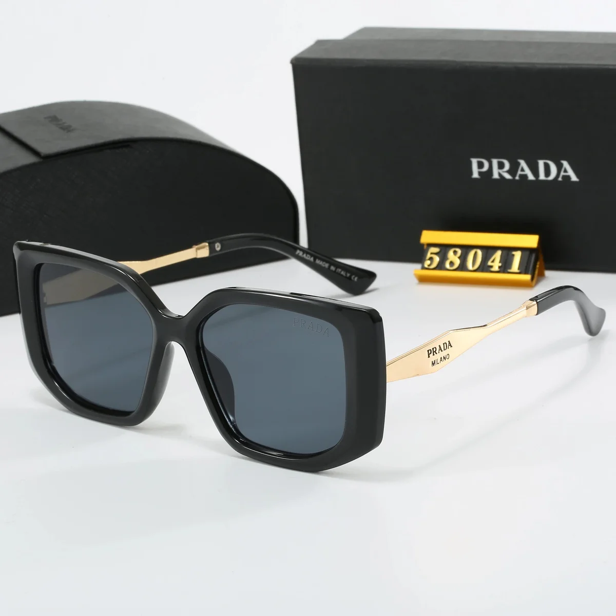 Prada Prada Classic Logo 58041 Black Sunglasses Black - 1