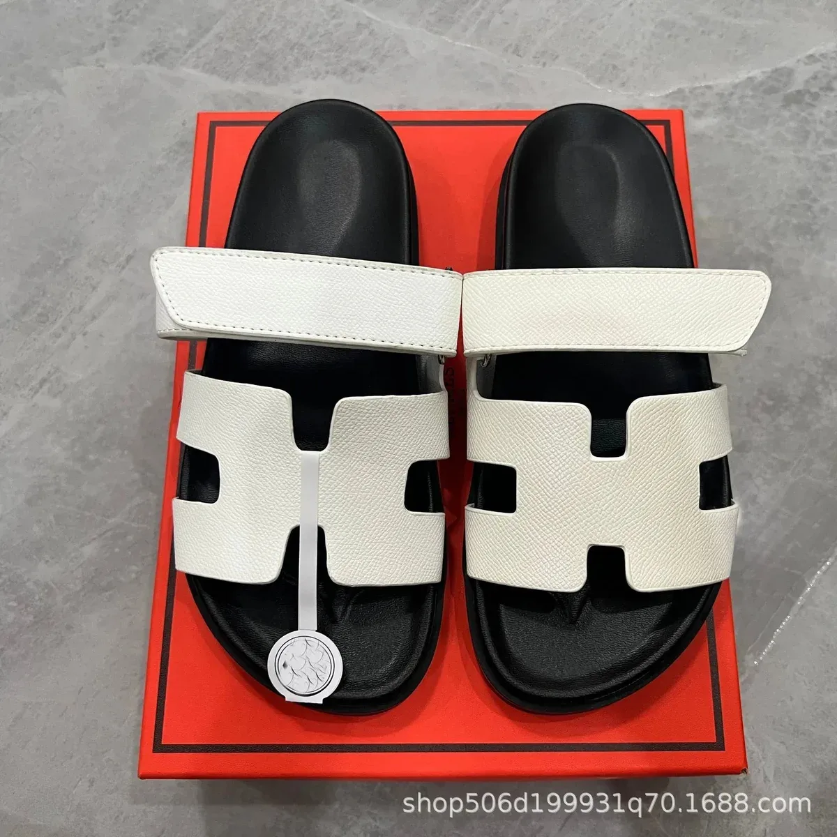 Hermès Hermès H Oran Palm White Slide Sandals White