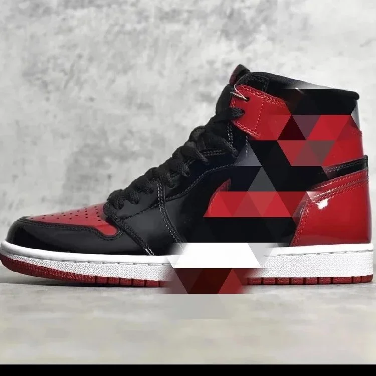 Nike Nike Air Jordan 1 High Patent Black Red Sneakers Black - 1