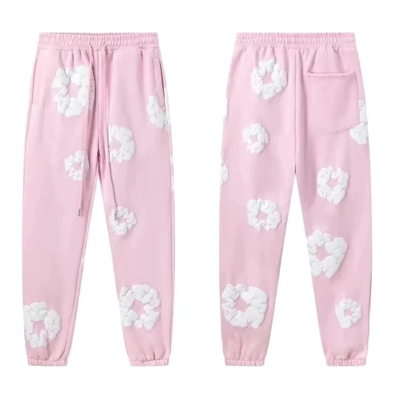 Other Pink/White Floral Embroidered Sweatpants Pink - 1