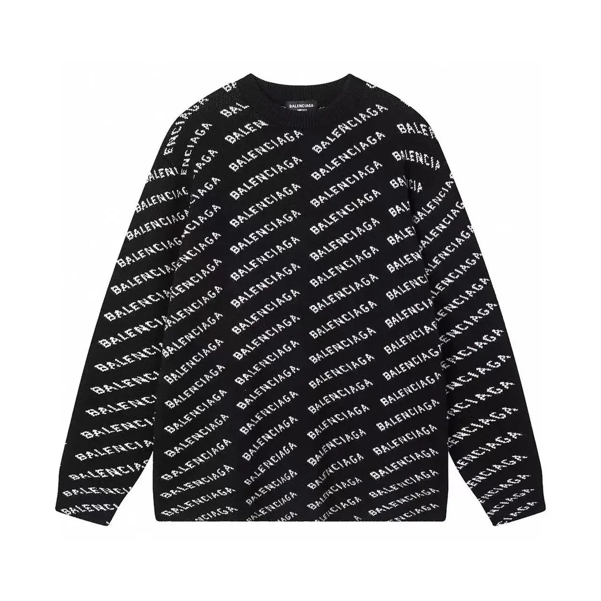 Balenciaga Balenciaga All-Over Logo Knit Sweater Black Black - 1