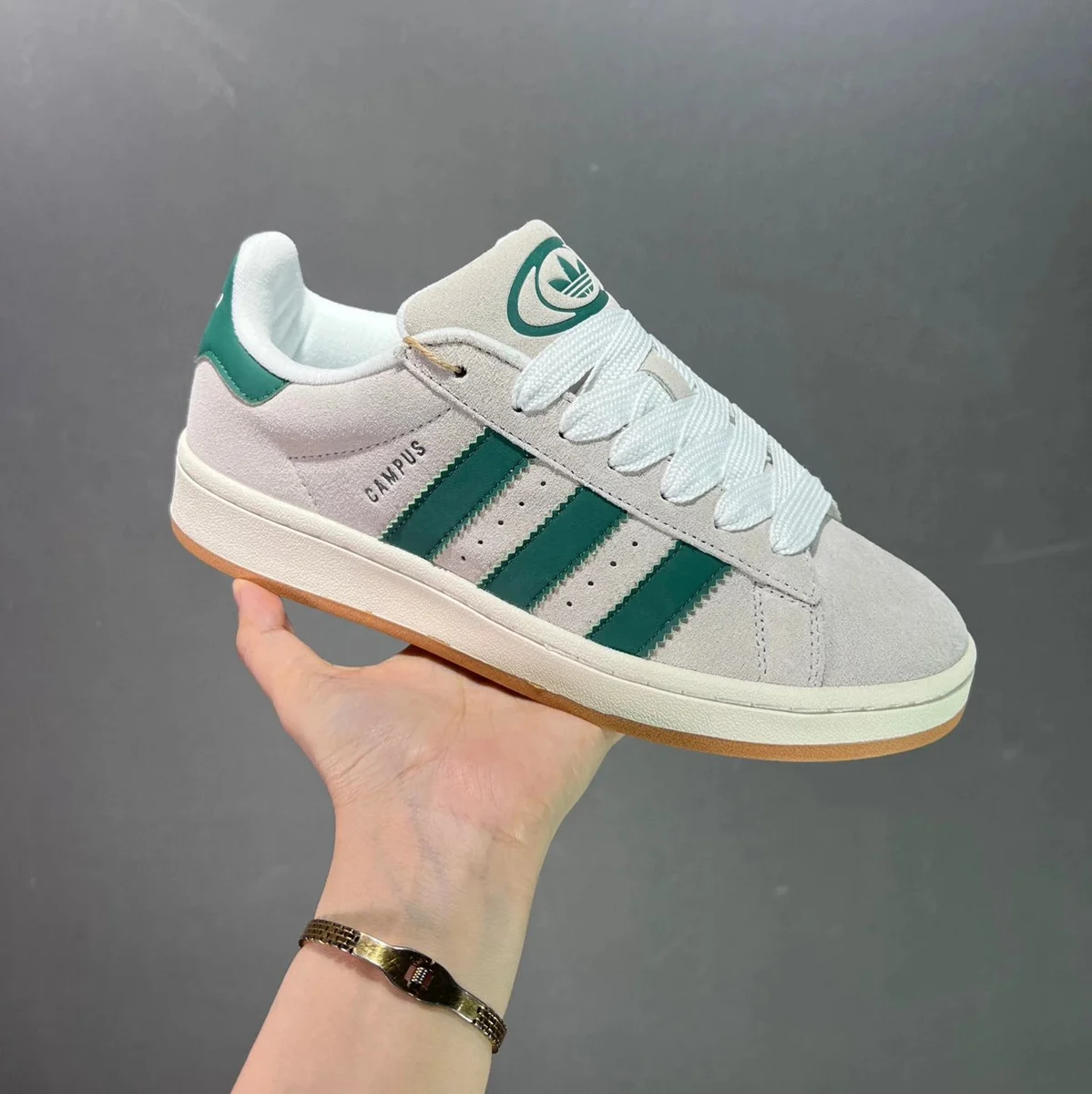 Adidas Adidas Campus CAMPUS Grey/White/Green Sneakers Grey - 1