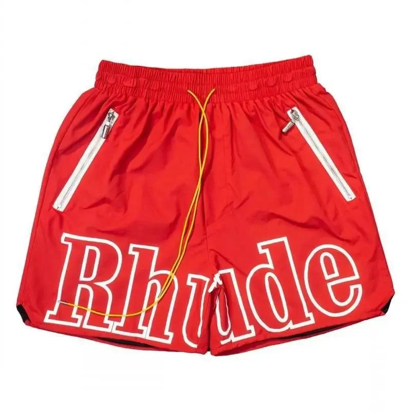 Rhude Rhude Red Logo Zipper Shorts Red - 1