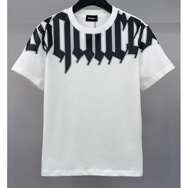 DSQUARED2 DSQUARED2 White/Black-Grey Gothic Logo T-Shirt White