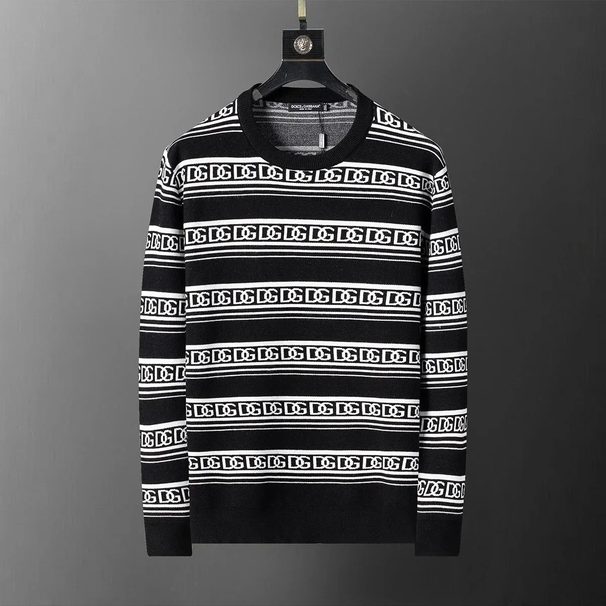 Dolce & Gabbana Dolce & Gabbana DG Stripe Knit Sweater Black/White Black - 1
