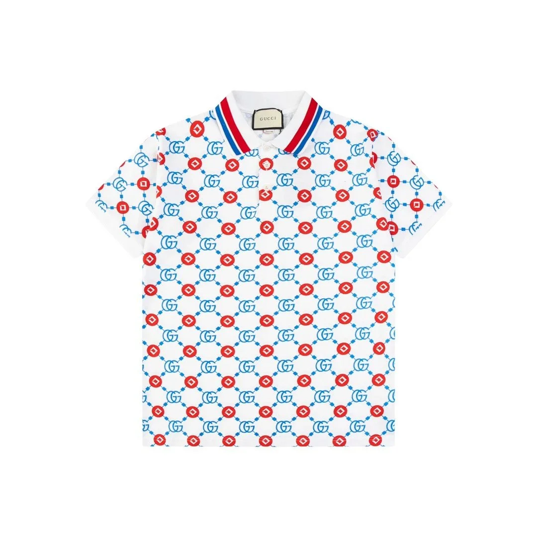 Gucci Gucci GG Supreme Polo Shirt White Red Blue Pattern White - 1
