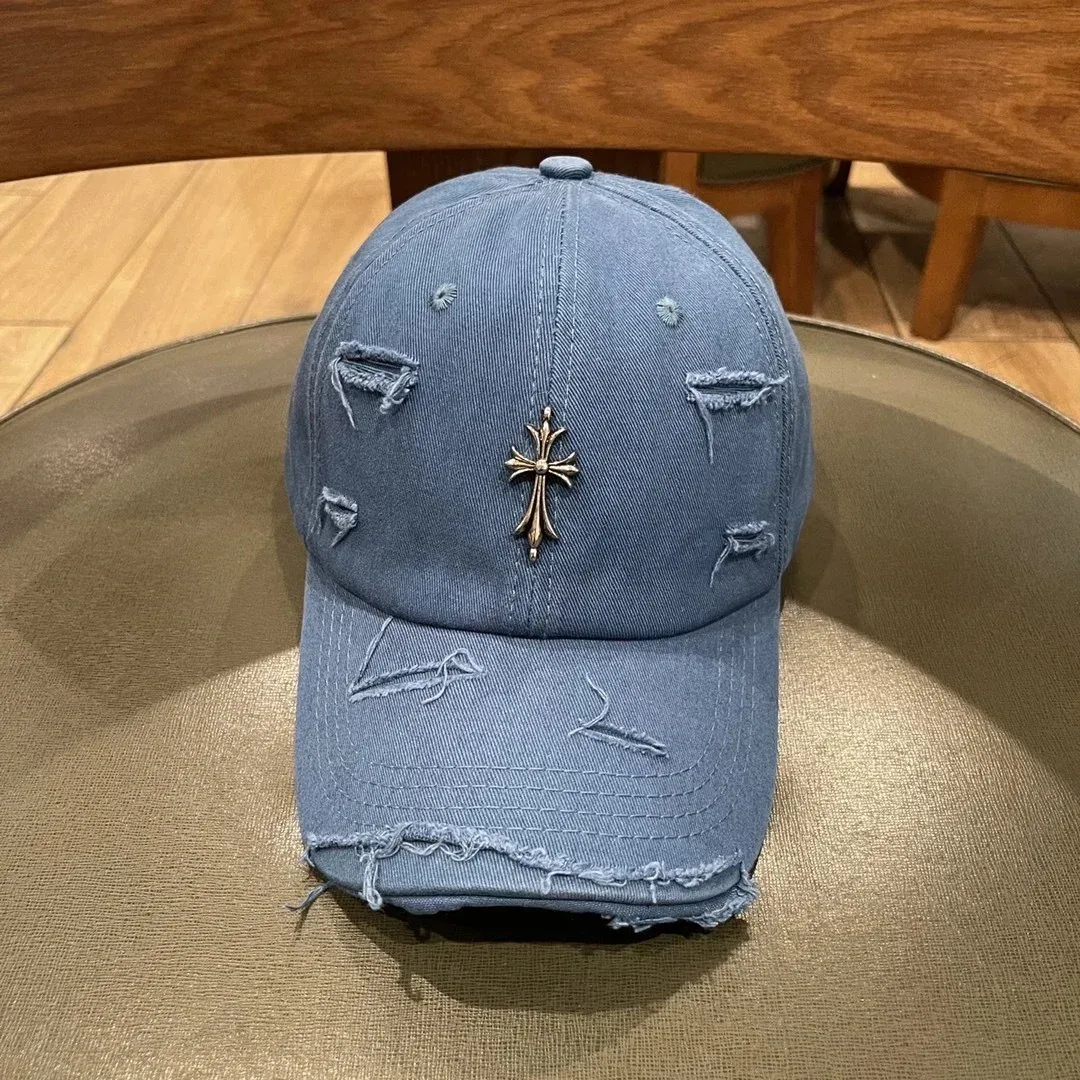 Chrome Hearts Chrome Hearts Distressed Cross Cap Blue Blue - 1