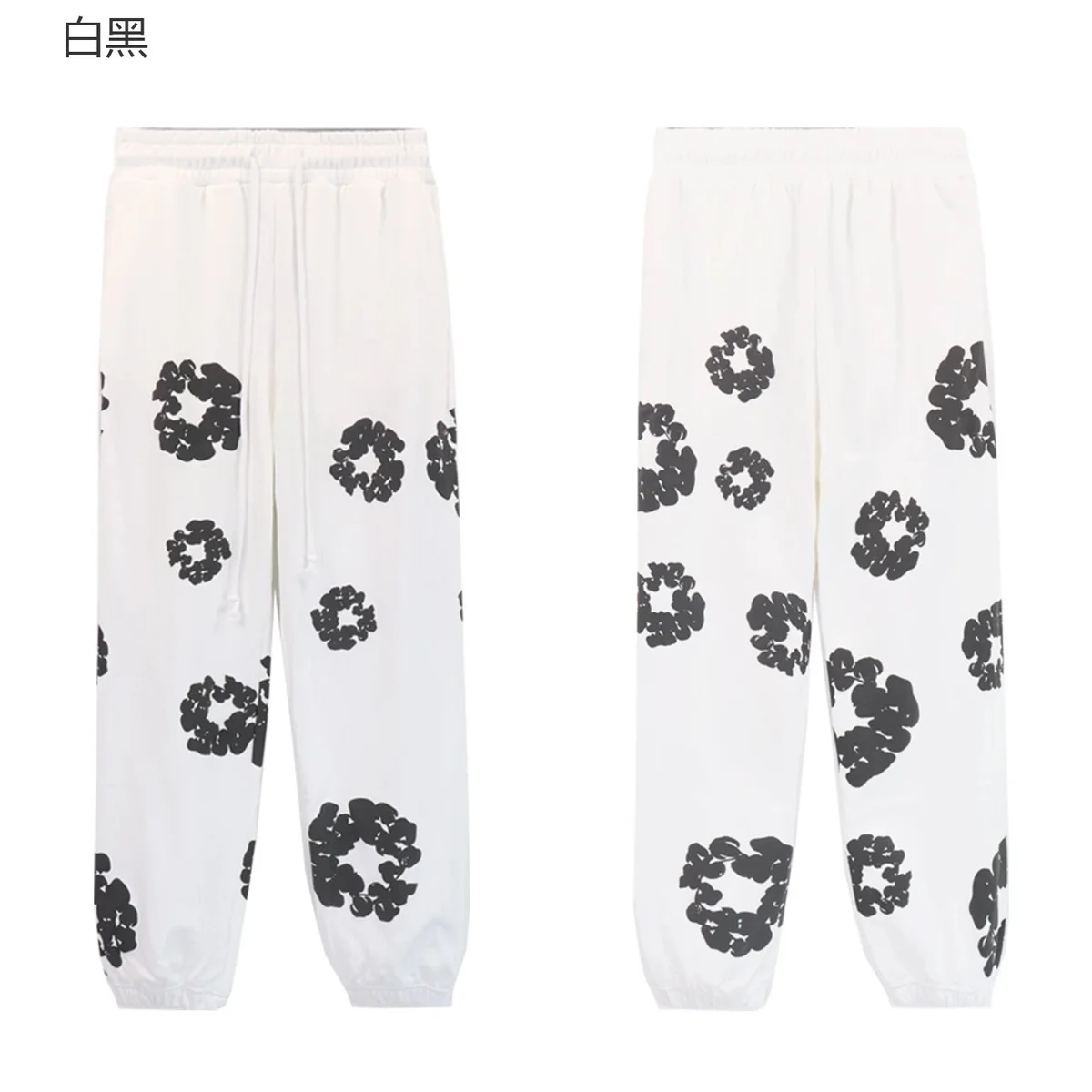 Other White Black Flower Pants Casual Bottoms White - 1