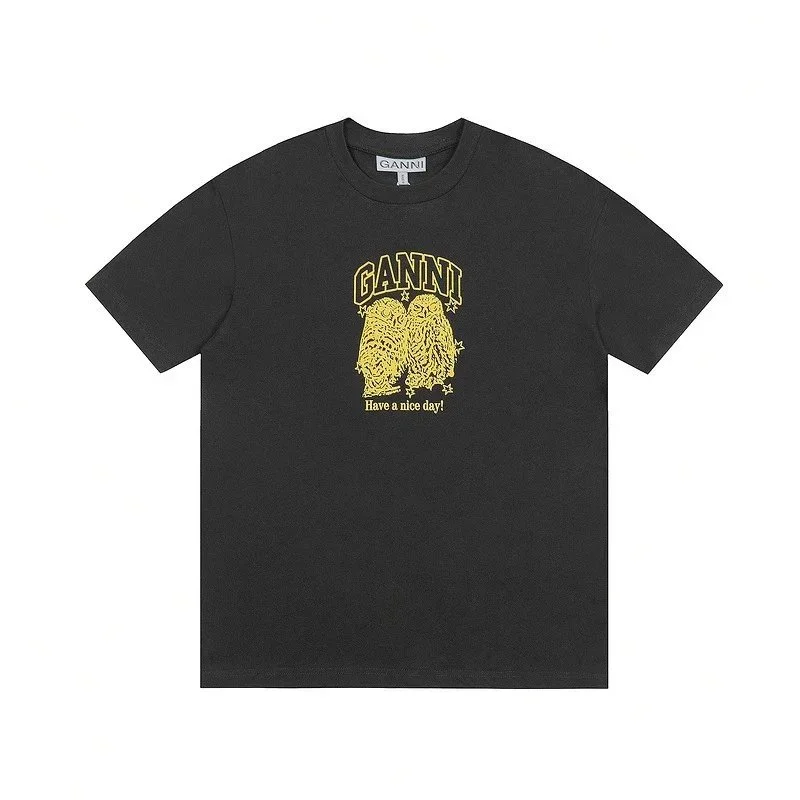 Ganni Ganni Have a Nice Day Black T-Shirt Black - 1