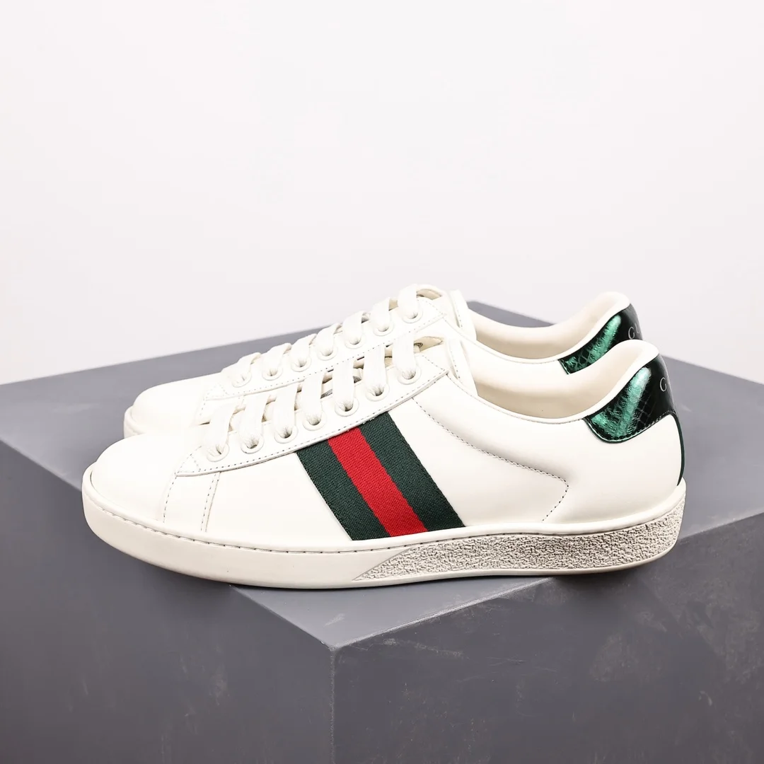 Gucci Gucci Ace White Red Green Striped Sneakers White