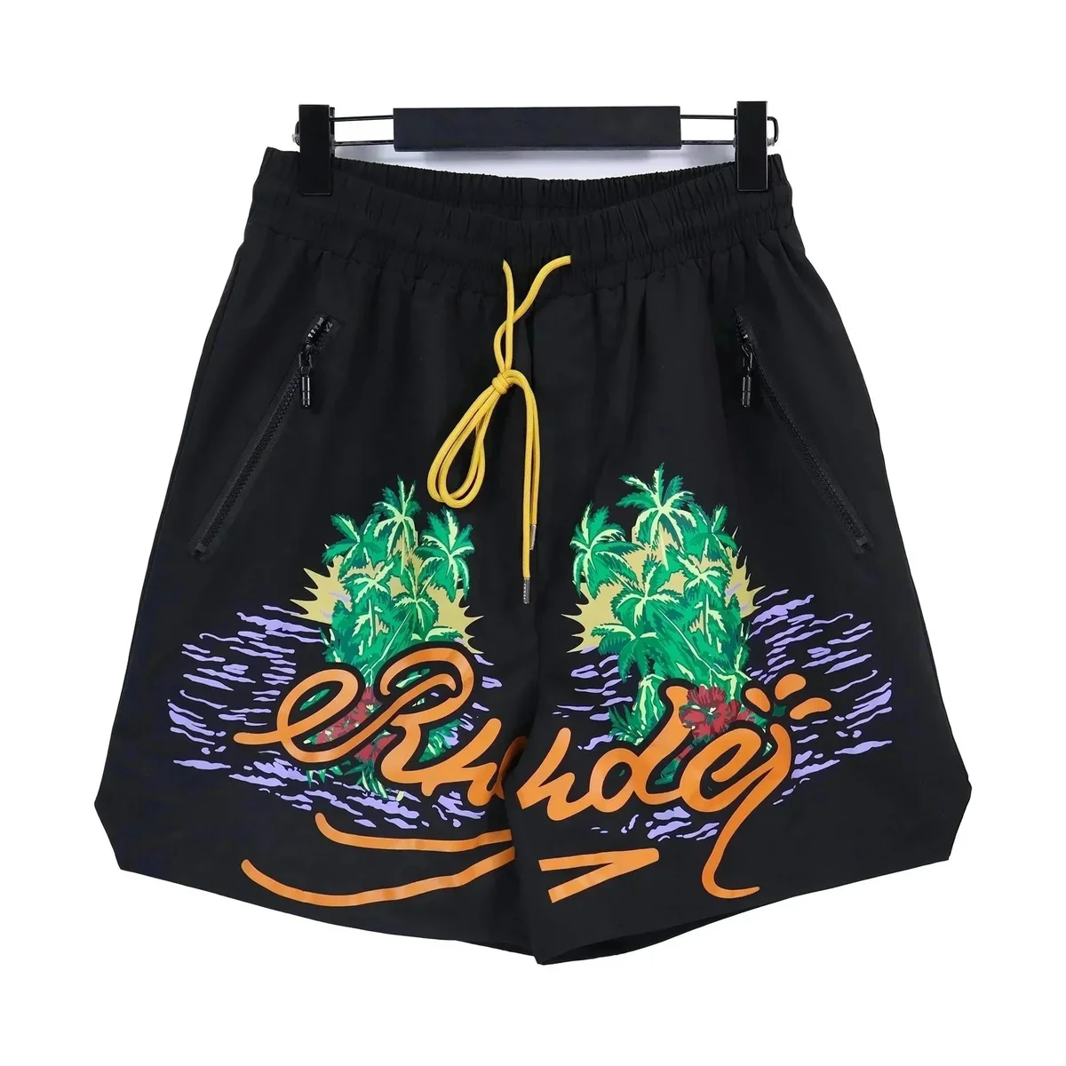 Rhude Rhude Beach Paradise Shorts Black Black - 1