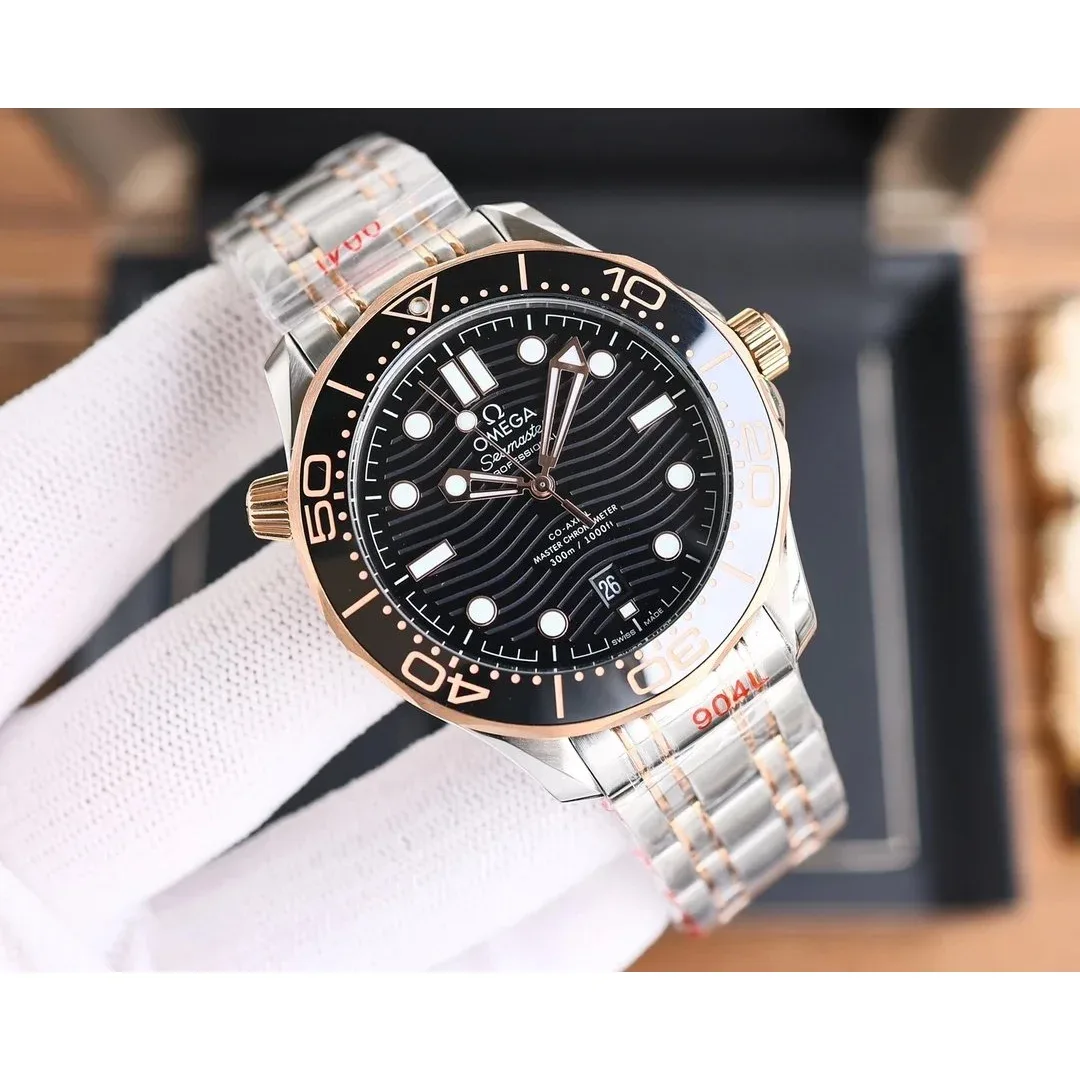 Omega Omega Seamaster Master Chronometer Black Dial Steel & Rose Gold Watch Black - 1