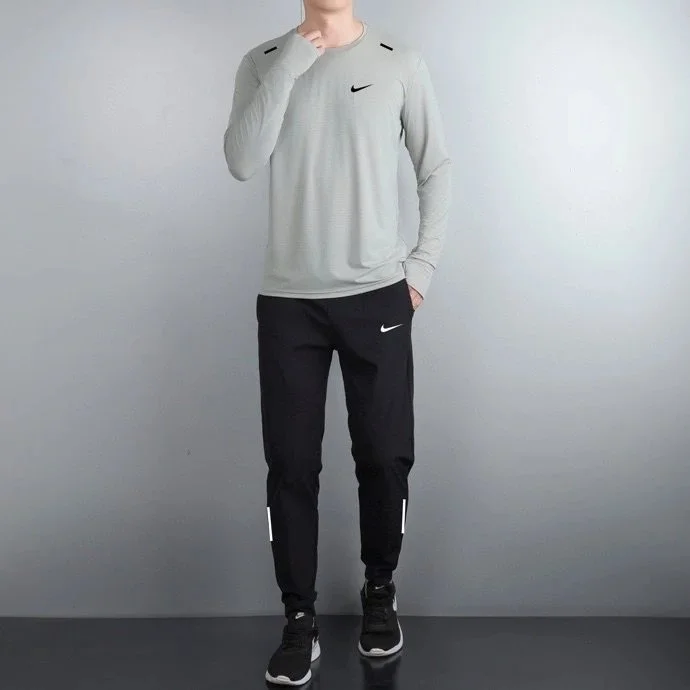Nike Nike Air Zoom Long Sleeve Top Grey/Black T-Shirt Grey - 1