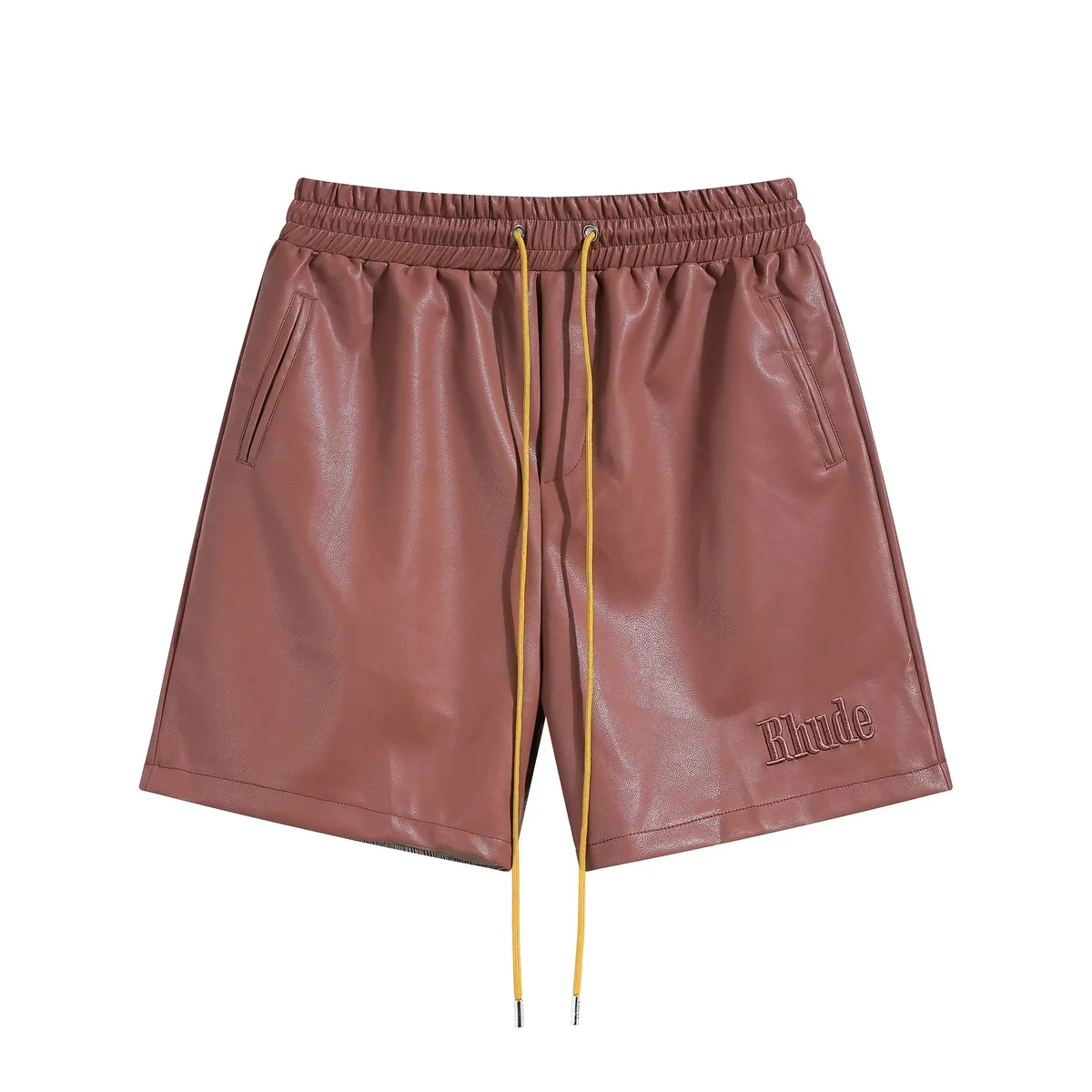 Rhude Rhude Brown Leather Shorts Brown