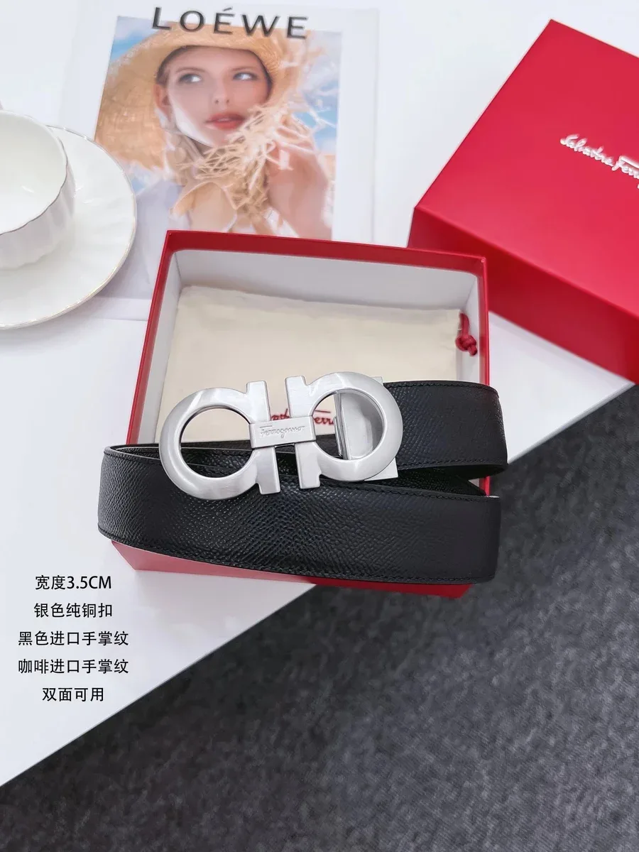 Salvatore Ferragamo Ferragamo Gancini Black Leather Belt Black - 1