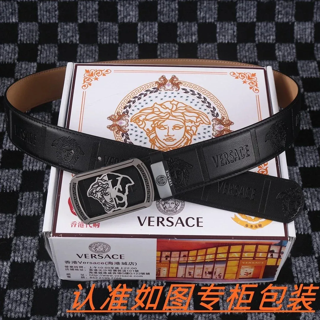 Versace Versace Medusa Black Leather Belt Black - 1