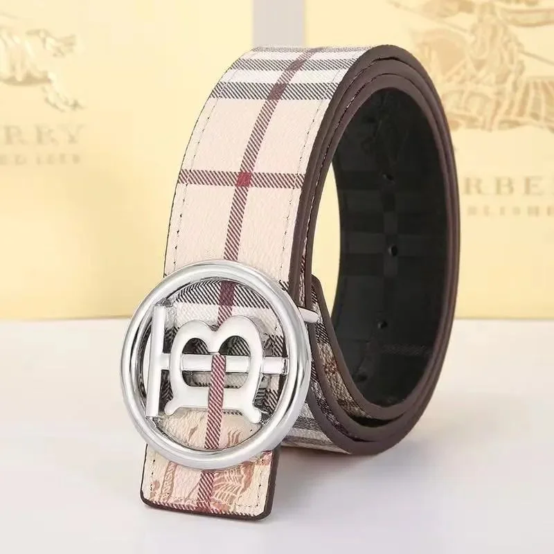Burberry Burberry TB Monogram Belt Beige Plaid Leather Accessory Beige - 1