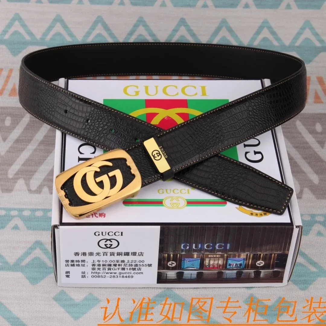 Gucci Gucci GG Belt Black Gold Buckle Belt Black - 1