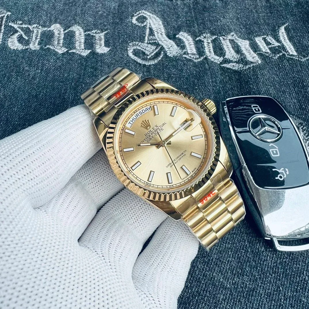 Rolex Rolex Oyster Perpetual Day-Date Gold Case Gold Dial Steel Bracelet 36MM Gold - 1