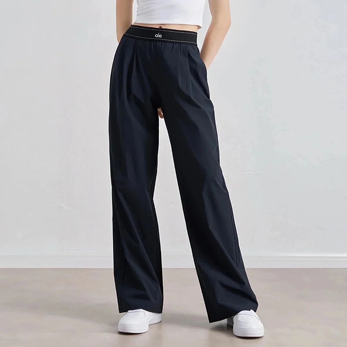 Other Black Wide-Leg Pants with Elastic Waist Black - 1