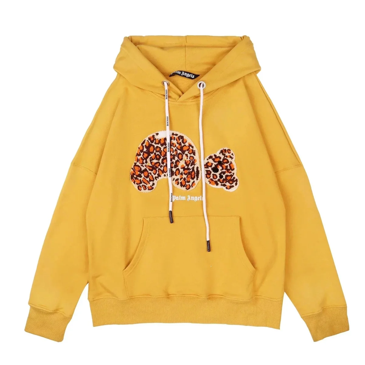 Palm Angels Palm Angels Bear Leopard Print Mustard Hoodie Orange - 1